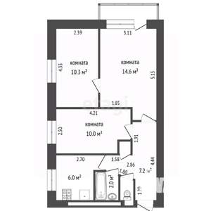 3-к квартира, вторичка, 52м2, 4/5 этаж