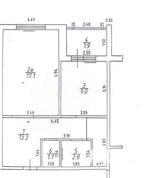 1-к квартира, вторичка, 44м2, 1/9 этаж