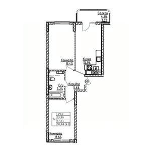 2-к квартира, вторичка, 57м2, 6/9 этаж