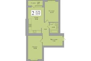 2-к квартира, строящийся дом, 66м2, 4/8 этаж