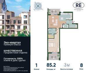 1-к квартира, вторичка, 85м2, 8/10 этаж