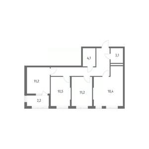 3-к квартира, строящийся дом, 75м2, 2/8 этаж