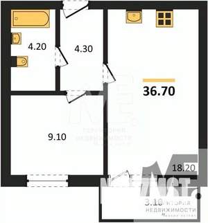 1-к квартира, вторичка, 37м2, 7/8 этаж