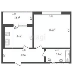 1-к квартира, вторичка, 39м2, 5/8 этаж