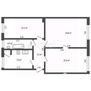 3-к квартира, вторичка, 67м2, 1/2 этаж