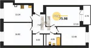 1-к квартира, вторичка, 30м2, 6/9 этаж