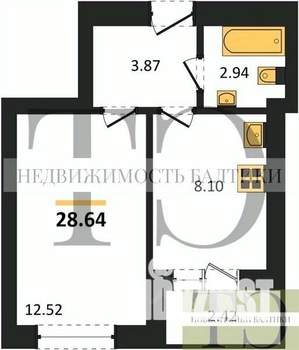 1-к квартира, вторичка, 29м2, 5/9 этаж