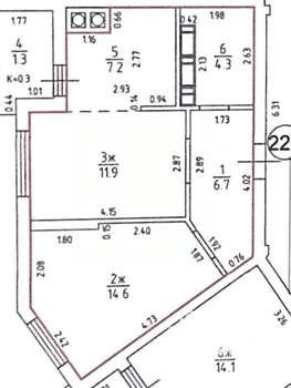 2-к квартира, вторичка, 45м2, 16/16 этаж