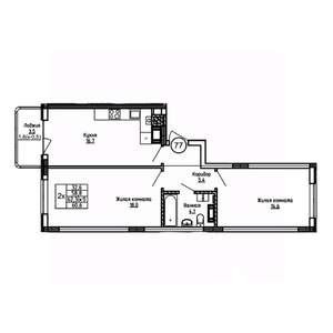 2-к квартира, вторичка, 61м2, 3/9 этаж