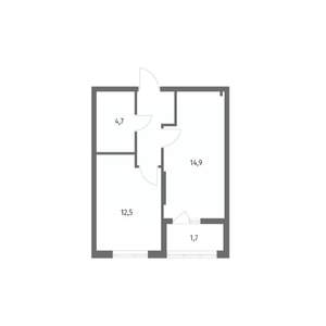 1-к квартира, строящийся дом, 39м2, 4/8 этаж