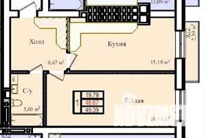 1-к квартира, вторичка, 49м2, 7/9 этаж