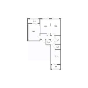 3-к квартира, вторичка, 91м2, 3/8 этаж