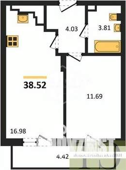 1-к квартира, вторичка, 39м2, 7/9 этаж