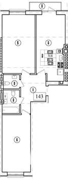 2-к квартира, строящийся дом, 71м2, 7/9 этаж