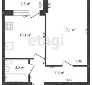 1-к квартира, вторичка, 43м2, 2/10 этаж