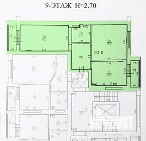 2-к квартира, вторичка, 70м2, 9/9 этаж