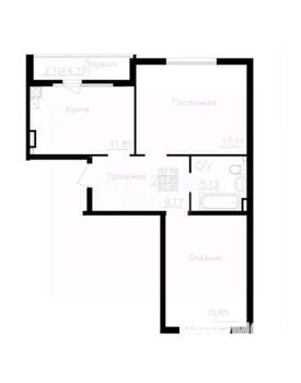 2-к квартира, вторичка, 59м2, 4/4 этаж