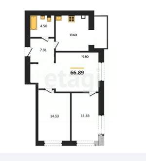 3-к квартира, вторичка, 67м2, 5/10 этаж