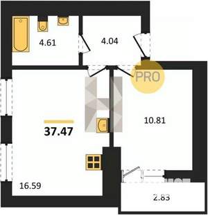 1-к квартира, вторичка, 37м2, 6/8 этаж