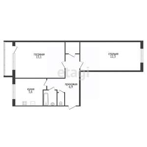2-к квартира, вторичка, 43м2, 5/5 этаж