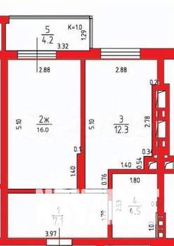1-к квартира, вторичка, 42м2, 6/8 этаж