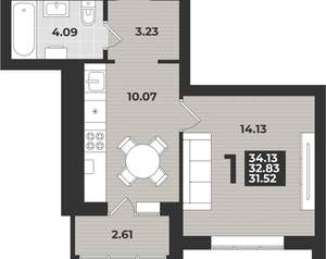 1-к квартира, вторичка, 34м2, 5/9 этаж