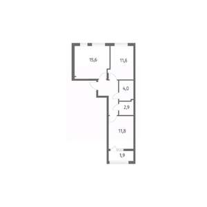 2-к квартира, строящийся дом, 55м2, 7/8 этаж