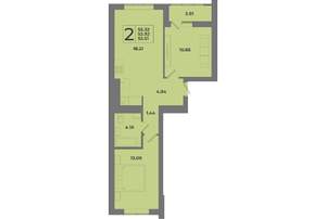 2-к квартира, строящийся дом, 55м2, 2/8 этаж