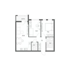 2-к квартира, строящийся дом, 59м2, 7/18 этаж