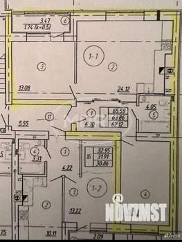 2-к квартира, вторичка, 66м2, 1/10 этаж