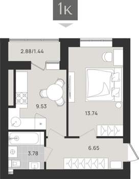 Студия квартира, вторичка, 35м2, 9/9 этаж