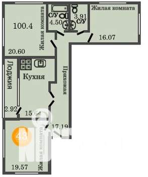 3-к квартира, строящийся дом, 102м2, 11/12 этаж