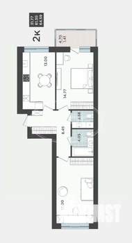 2-к квартира, вторичка, 65м2, 3/9 этаж