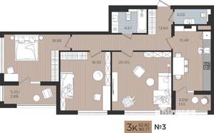 3-к квартира, вторичка, 91м2, 2/10 этаж