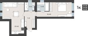 1-к квартира, строящийся дом, 55м2, 1/10 этаж