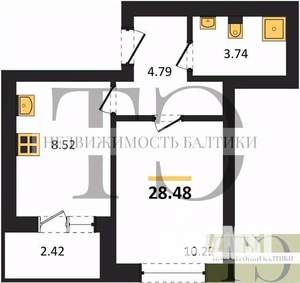 1-к квартира, вторичка, 28м2, 3/9 этаж