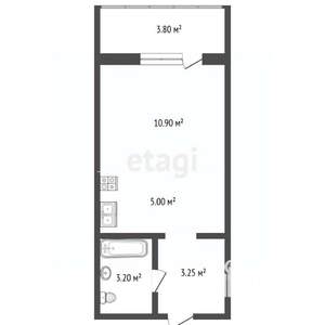 Студия квартира, вторичка, 22м2, 12/16 этаж