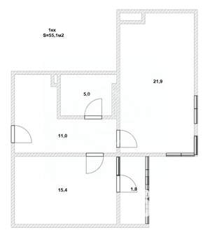 1-к квартира, вторичка, 55м2, 11/12 этаж