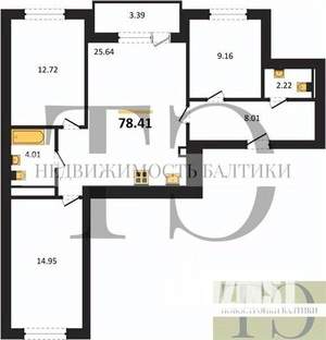 3-к квартира, вторичка, 78м2, 6/9 этаж