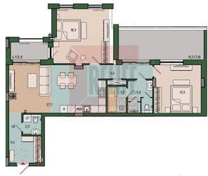 2-к квартира, вторичка, 93м2, 10/13 этаж