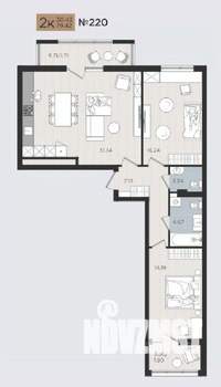 2-к квартира, строящийся дом, 79м2, 10/10 этаж
