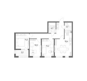 3-к квартира, строящийся дом, 75м2, 6/8 этаж