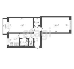 2-к квартира, вторичка, 46м2, 2/5 этаж