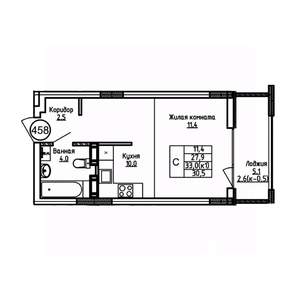 Студия квартира, вторичка, 31м2, 6/9 этаж