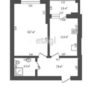 1-к квартира, вторичка, 45м2, 6/10 этаж
