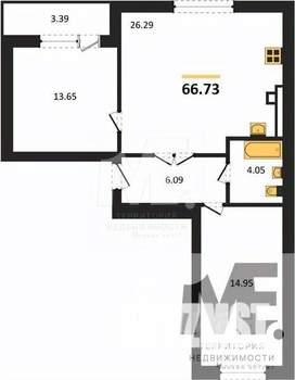 2-к квартира, вторичка, 67м2, 3/9 этаж