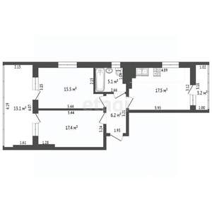 2-к квартира, вторичка, 67м2, 3/12 этаж