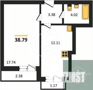1-к квартира, вторичка, 41м2, 9/9 этаж