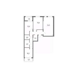 3-к квартира, строящийся дом, 92м2, 7/8 этаж