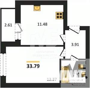 1-к квартира, вторичка, 34м2, 7/9 этаж